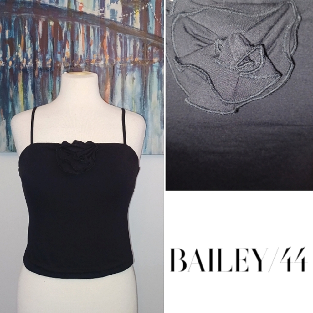 Bailey 44 Soft Knit Rosette Detail Cami, Black, Viscose & Spandex